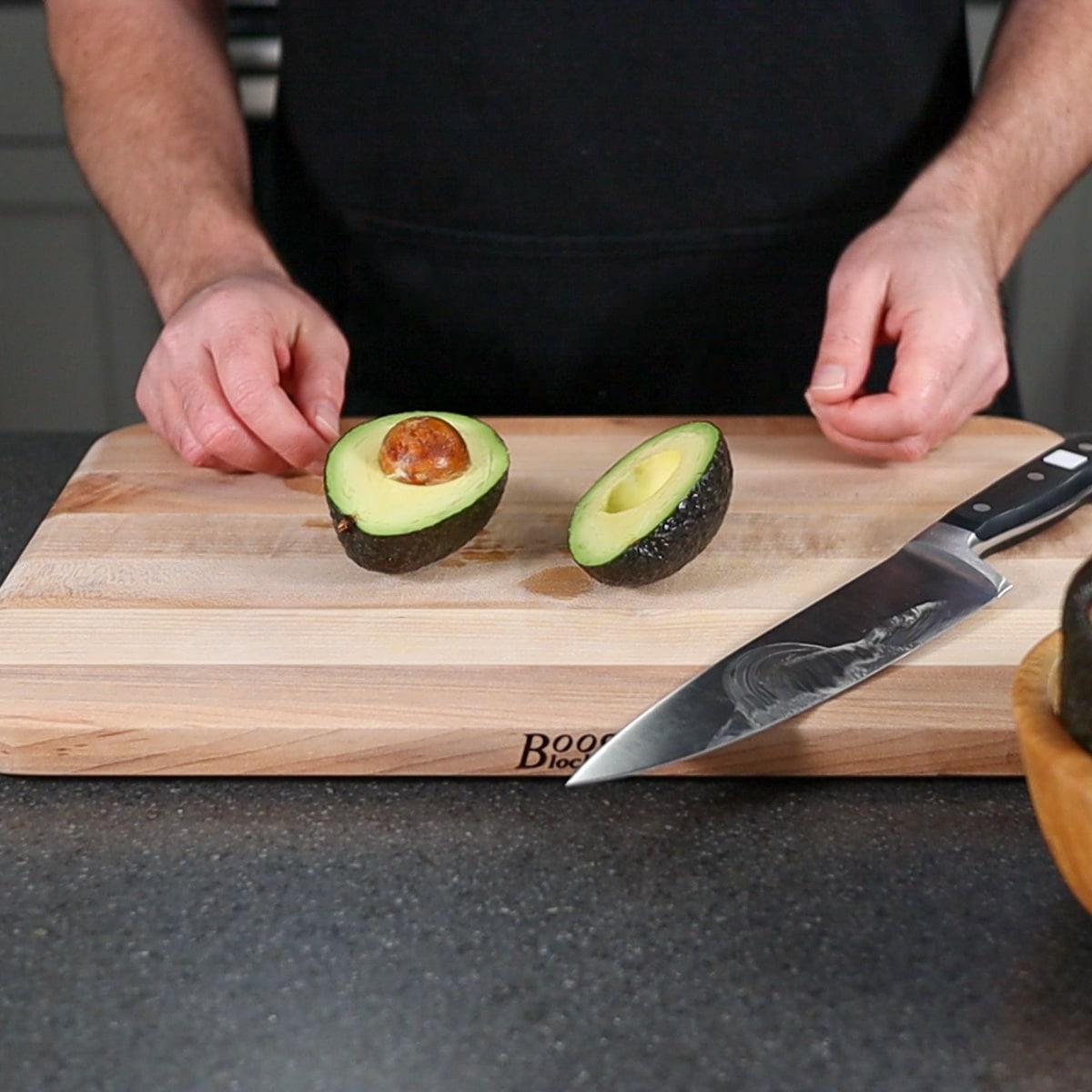 avocado cut in half
