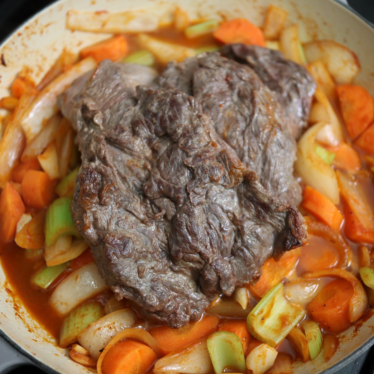 slow cooking the beef