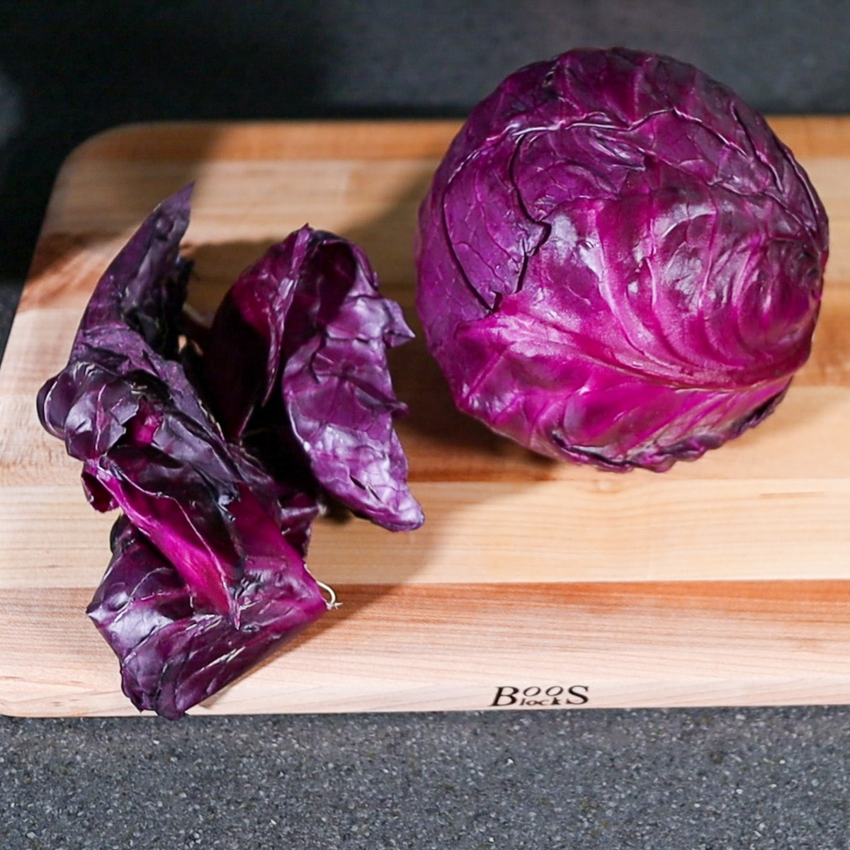 removing the outer layer of a cabbage
