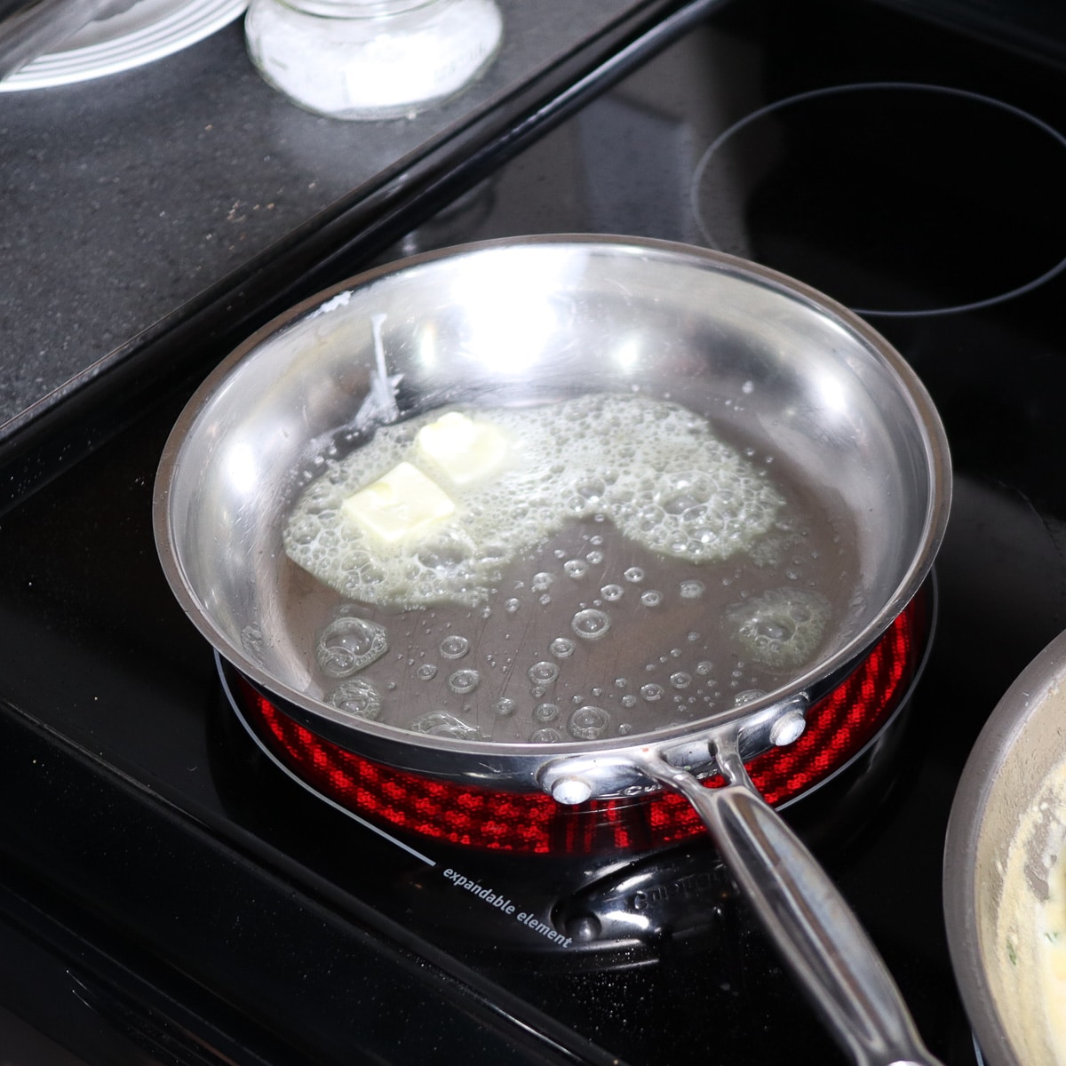 Heating butter in a skillet