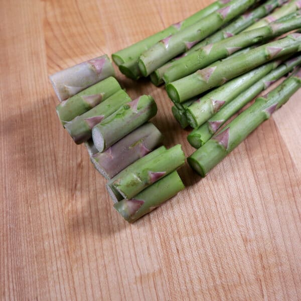 asparagus cut with a knife