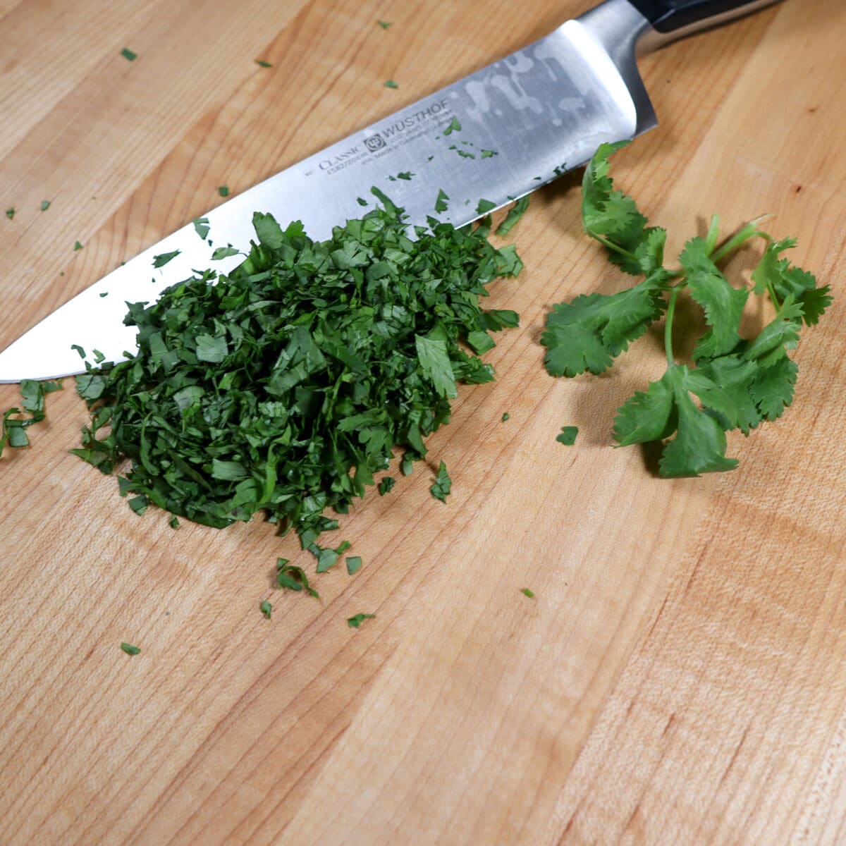 cilantro cut on a cutting board